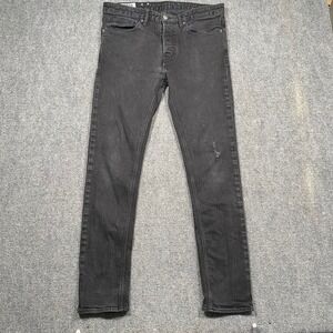 Kings of Indigo K.O.I. John Black Rinse Distressed Slim Fit Jeans Mens 32x32